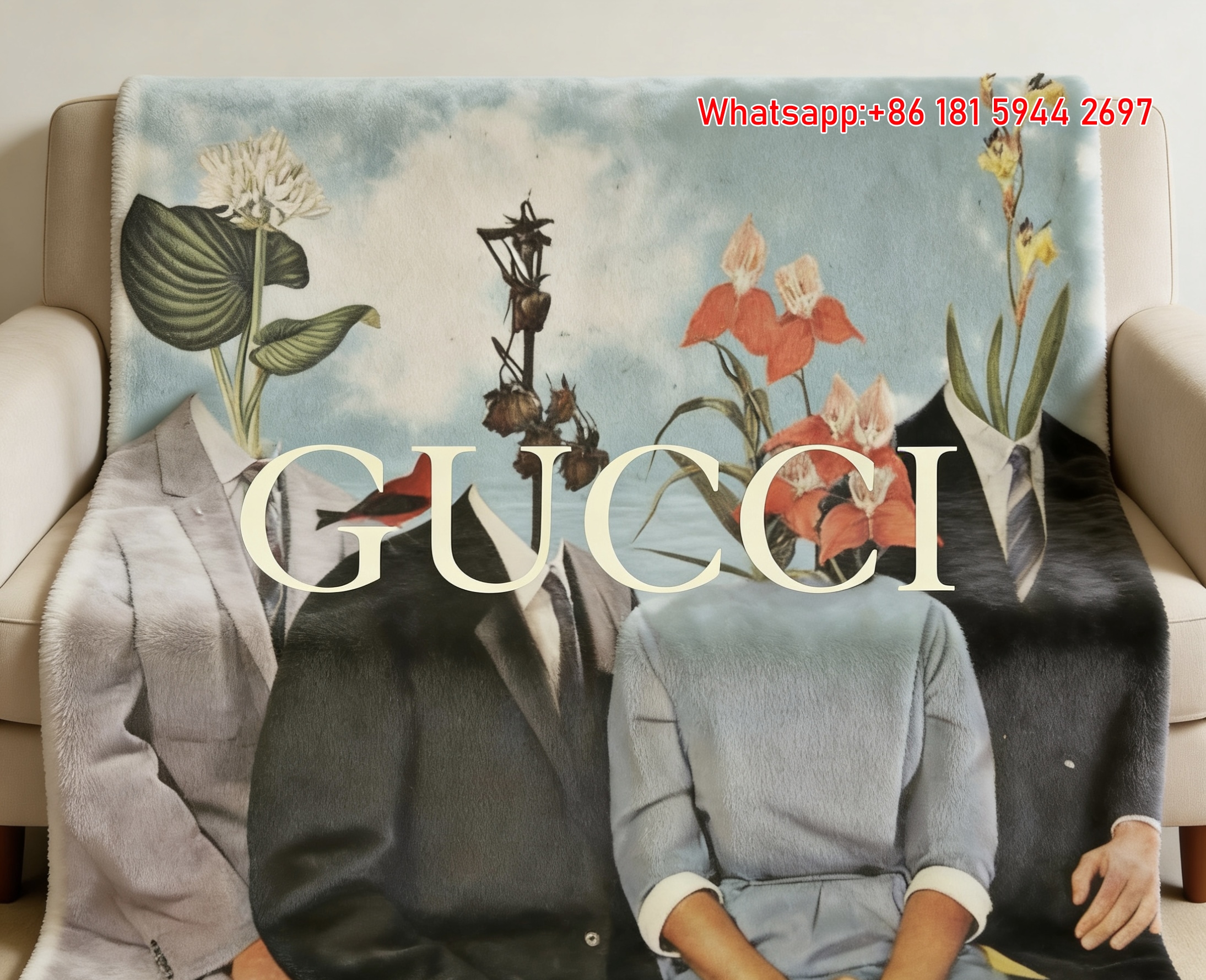Gucci Botanical Portraits Throw Blankets IMG_2950